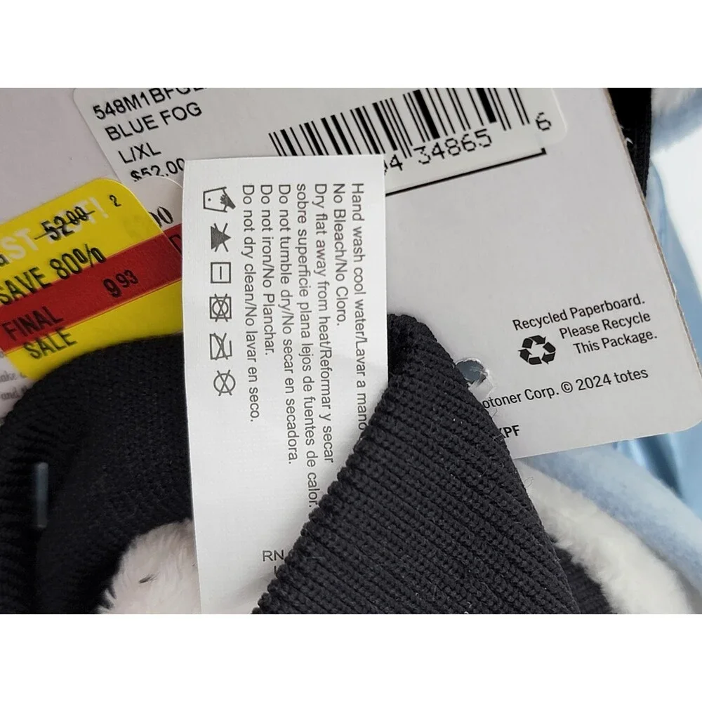 Isotoner Signature Sleek Heat Flip Touchscreen Mittens Women's L/XL Blue Fog